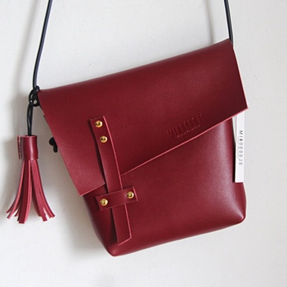 Handbags - New Dark Red handmade leather shoulder bag handbag